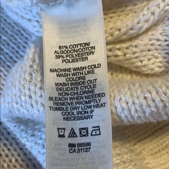 DKNY White Oversized Crew Neck Shimmer Sweater - Picture 7 of 7